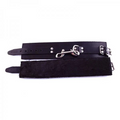 Leather Ankle Cuffs With Faux Fur Lining Black