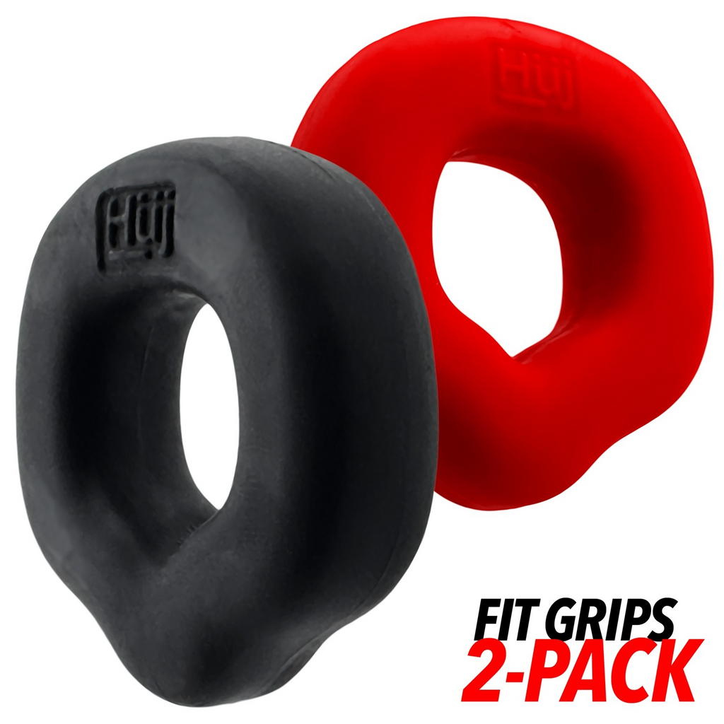 FIT GRIPS 2-pack ergo-fit cockrings BLACK/RED