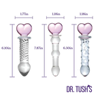Hearts Of Pleasure - Glass Heart Anal Plugs & Dildo Trio