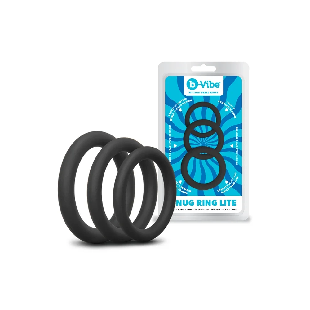 b-Vibe Snug Ring Lite Snug Fit Silicone Cock Ring - 3 Pack