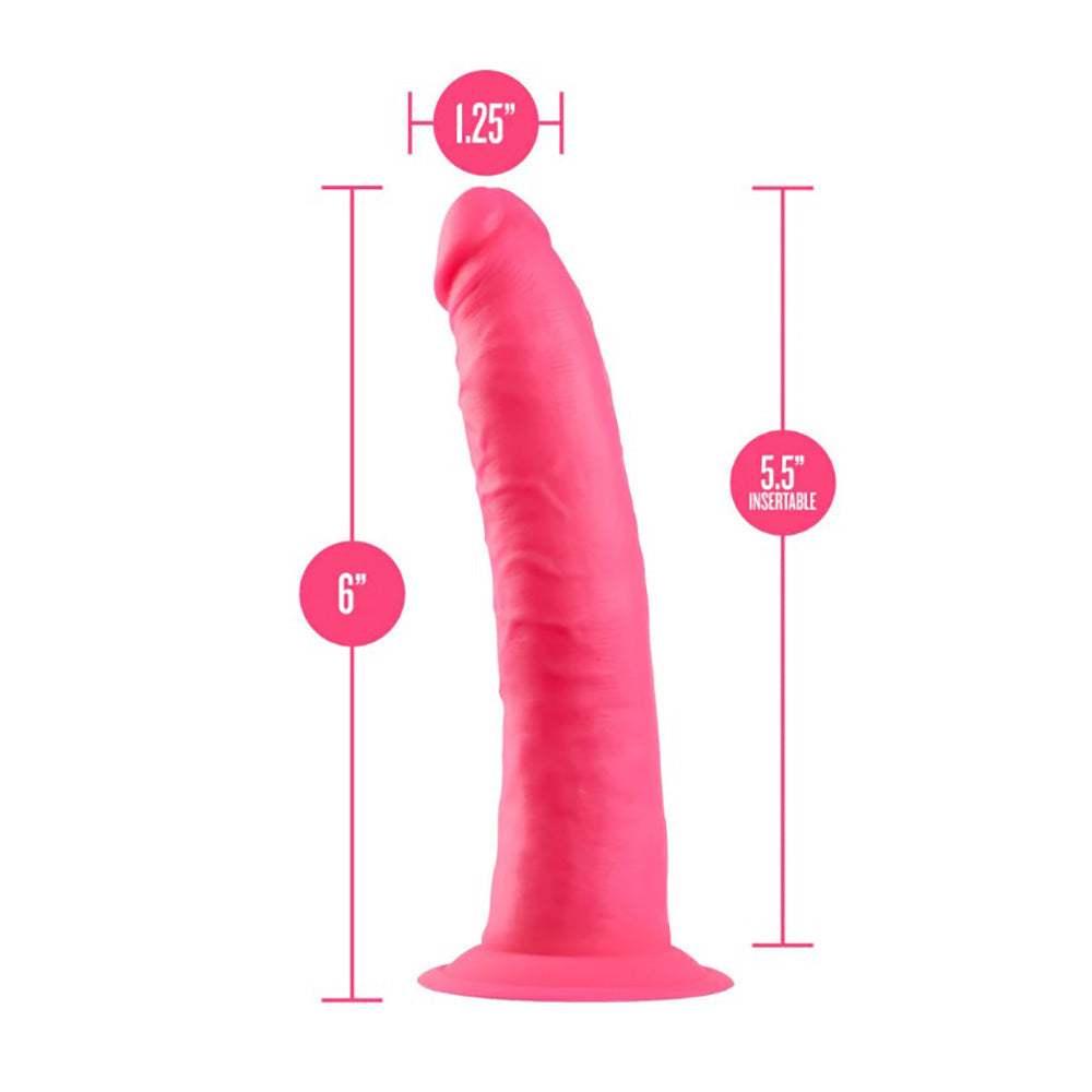 Neo Elite - 6" Silicone Dual Density Cock - Neon Pink
