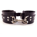 Leather Wrist Cuffs With Faux Fur Lining Black