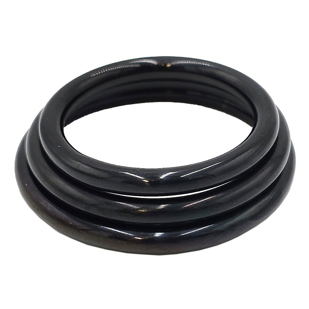Stainless Steel 3 Piece Cock Ring Set (45/50/55mm) - Black