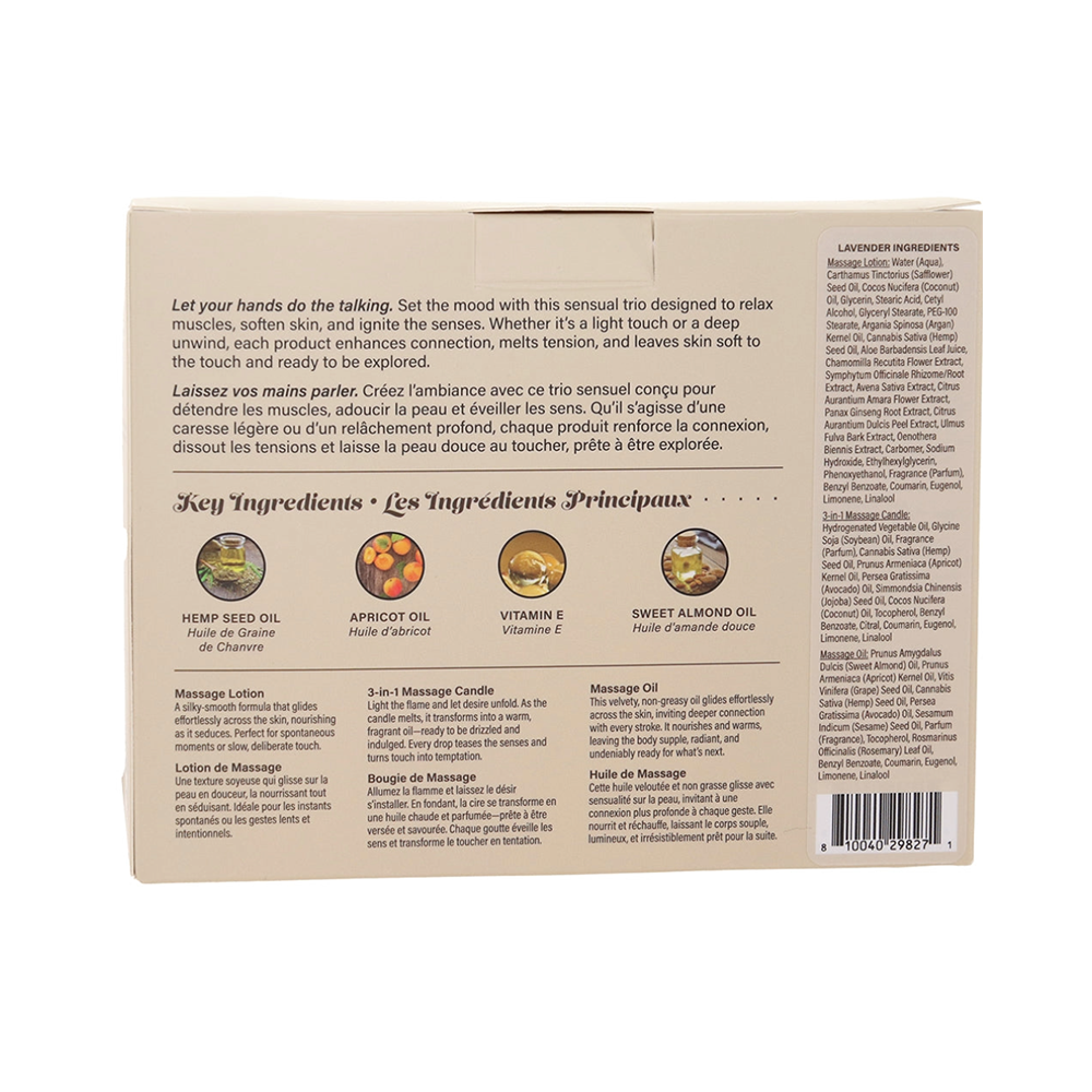 Hemp Seed Tranquility Massage Trio Gift Set - Lavender