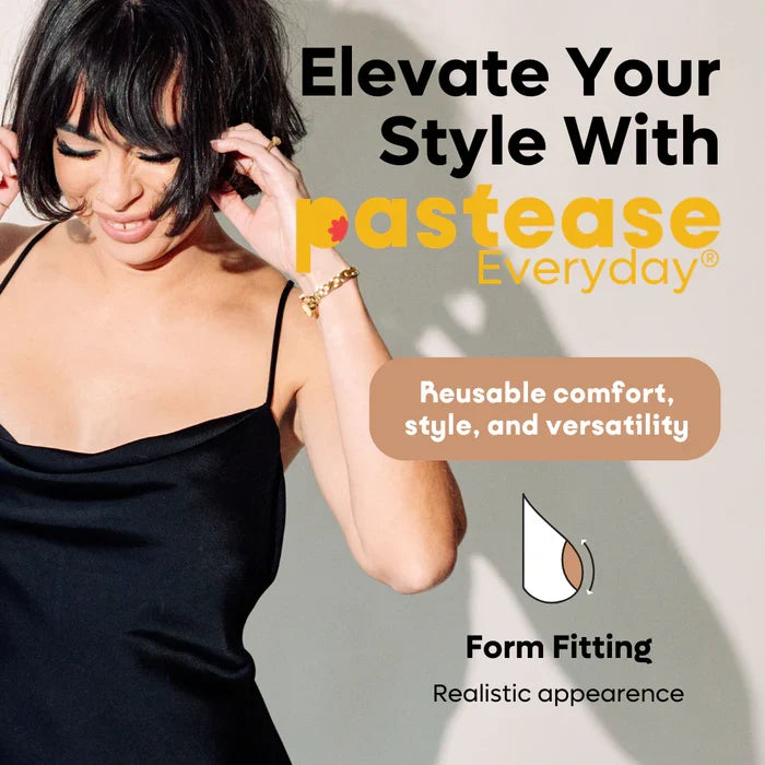Pastease Everyday Silicone Reusable Nipple Covers with Travel Box - Caramel Tan - Large (D+ Cups)