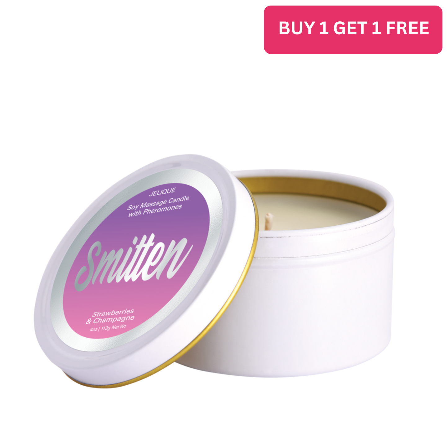 MOOD CANDLES Pheromone Soy Massage Candles Strawberry & Champagne 4oz | 113g