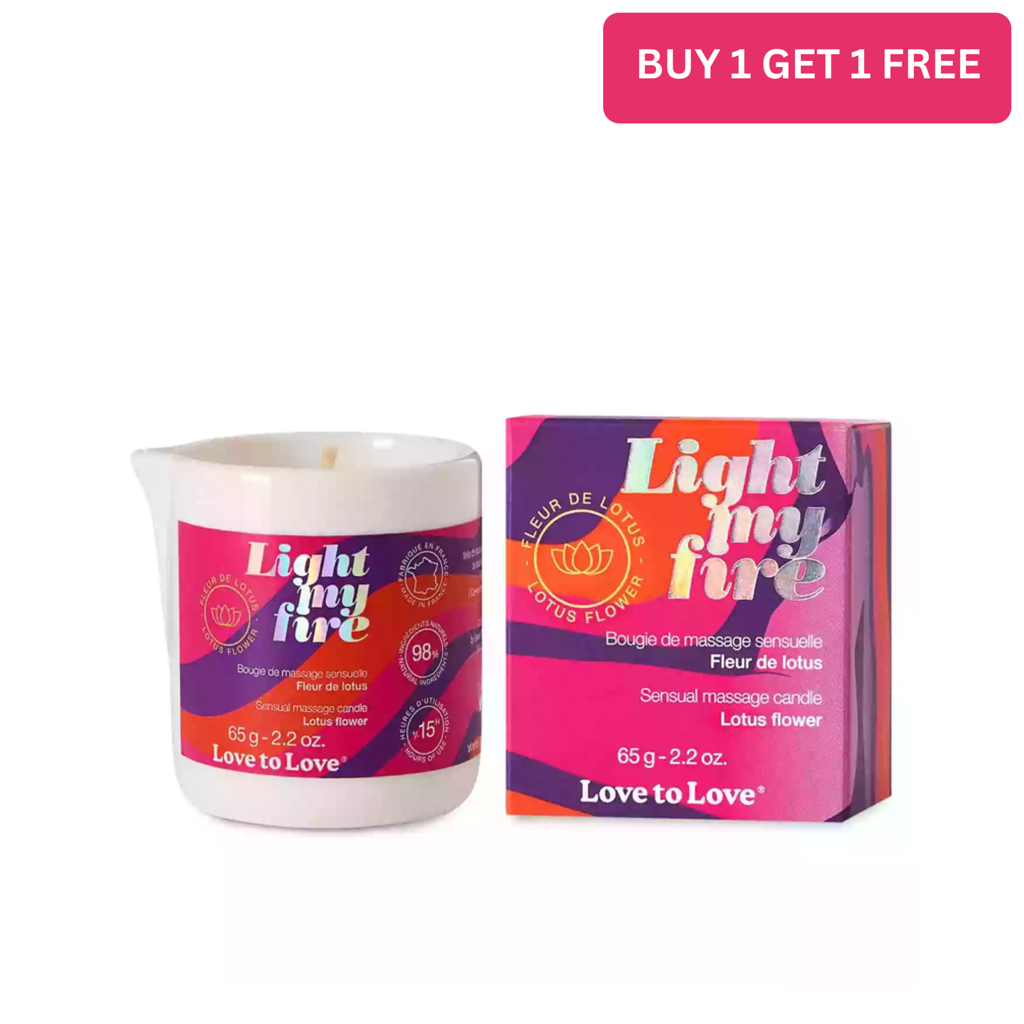 LIGHT MY FIRE - MASSAGE CANDLE - LOTUS FLOWER 65G / 2.2OZ.
