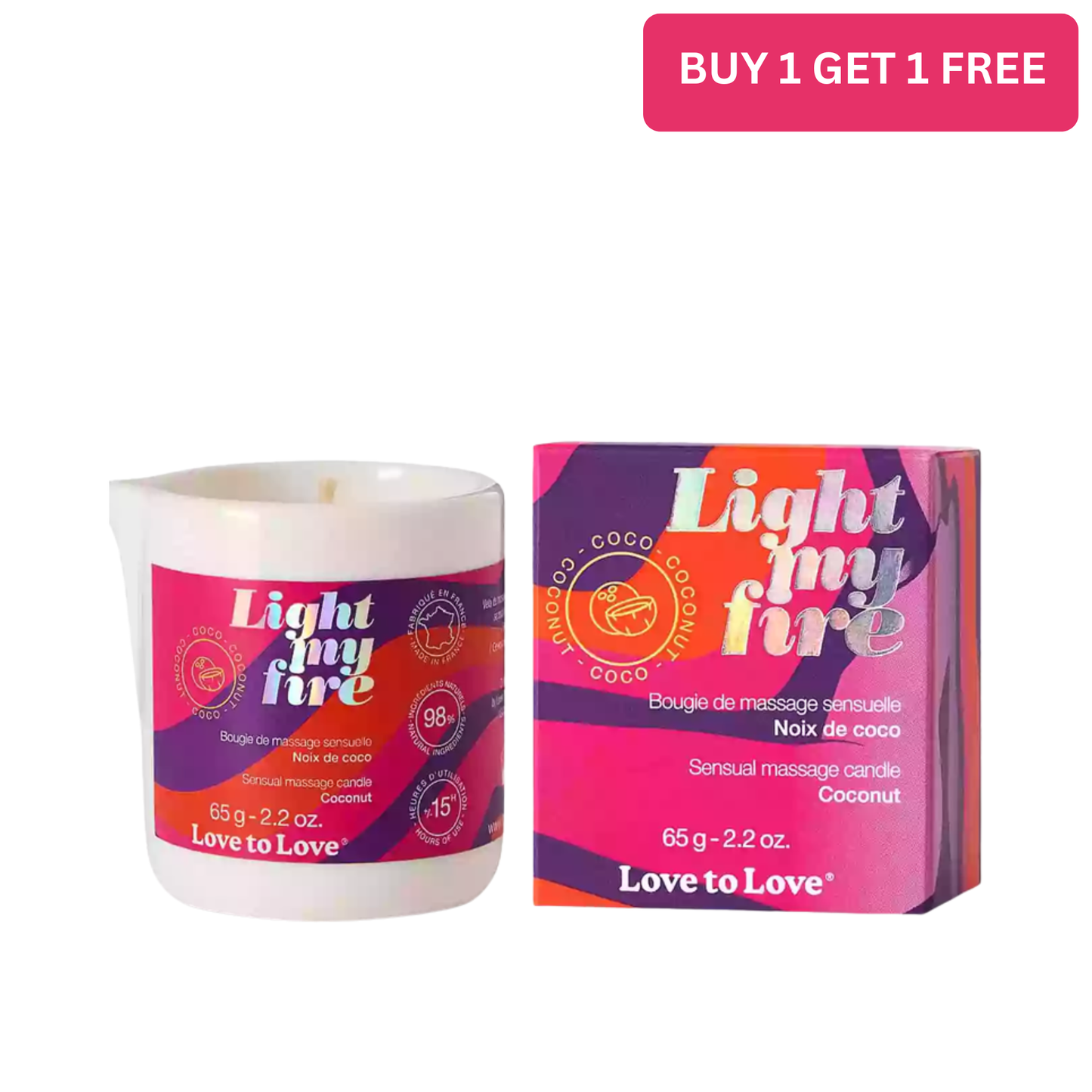LIGHT MY FIRE - MASSAGE CANDLE - COCONUT 65G / 2.2OZ.