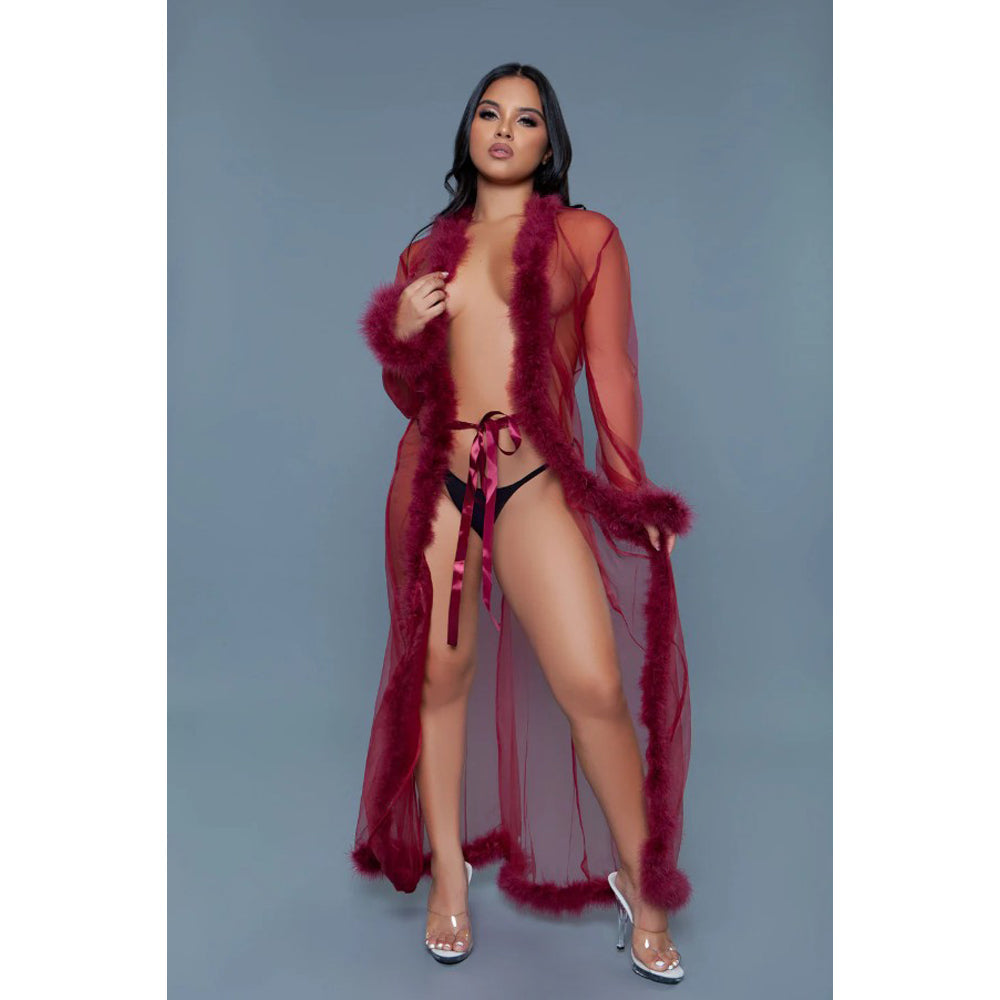 Marabou Robe - Maroon