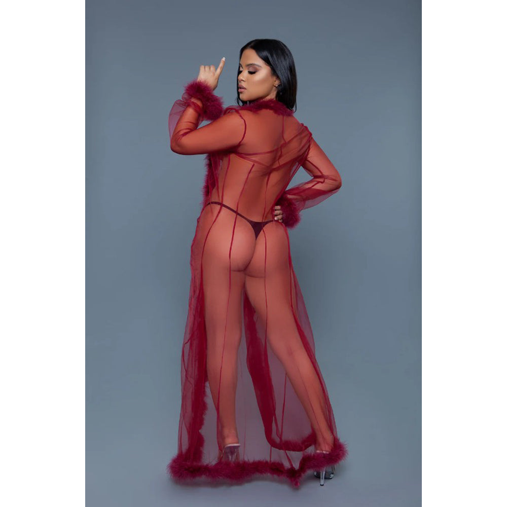 Marabou Robe - Maroon