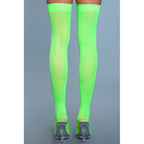Opaque Nylon Thigh Highs - Neon Green