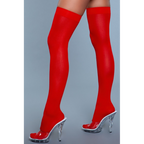 Opaque Nylon Thigh Highs - Red