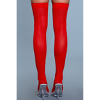 Opaque Nylon Thigh Highs - Red