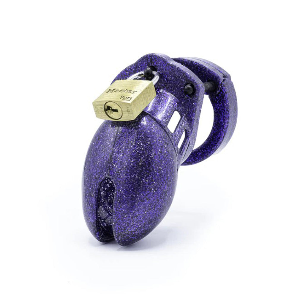CB-6000S Cock Cage Chastity Kit - Purple Glitter