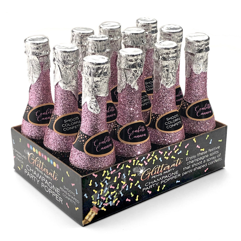 Glitterati Champagne Penis Confetti Party Poppers - 12pc Display