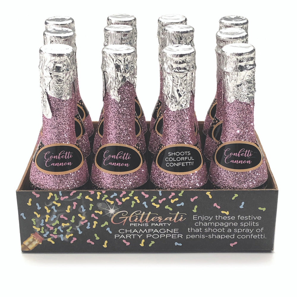 Glitterati Champagne Penis Confetti Party Poppers - 12pc Display