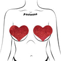 COVERAGE: Heart Glitter Red Full Breast Covers Support Tape XL