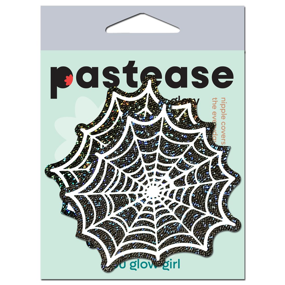 Glitter Black Glow in the Dark Spooky Spider Web Pasties