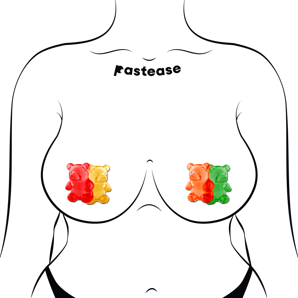 Gummy Bear Pasties in Red, Yellow, Orange & Green