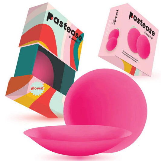 Pastease Everyday® Silicone Reusable Adhesive Nipple Covers w Travel Box - Fuchsia - Large (D+ cups)