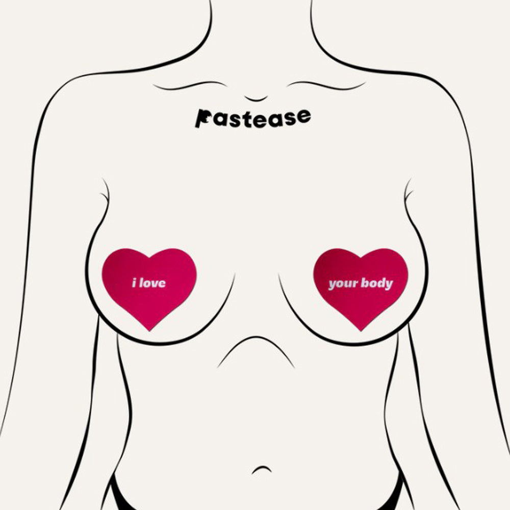 Pink I Love Your Body Heart Pasties by JennaJean8