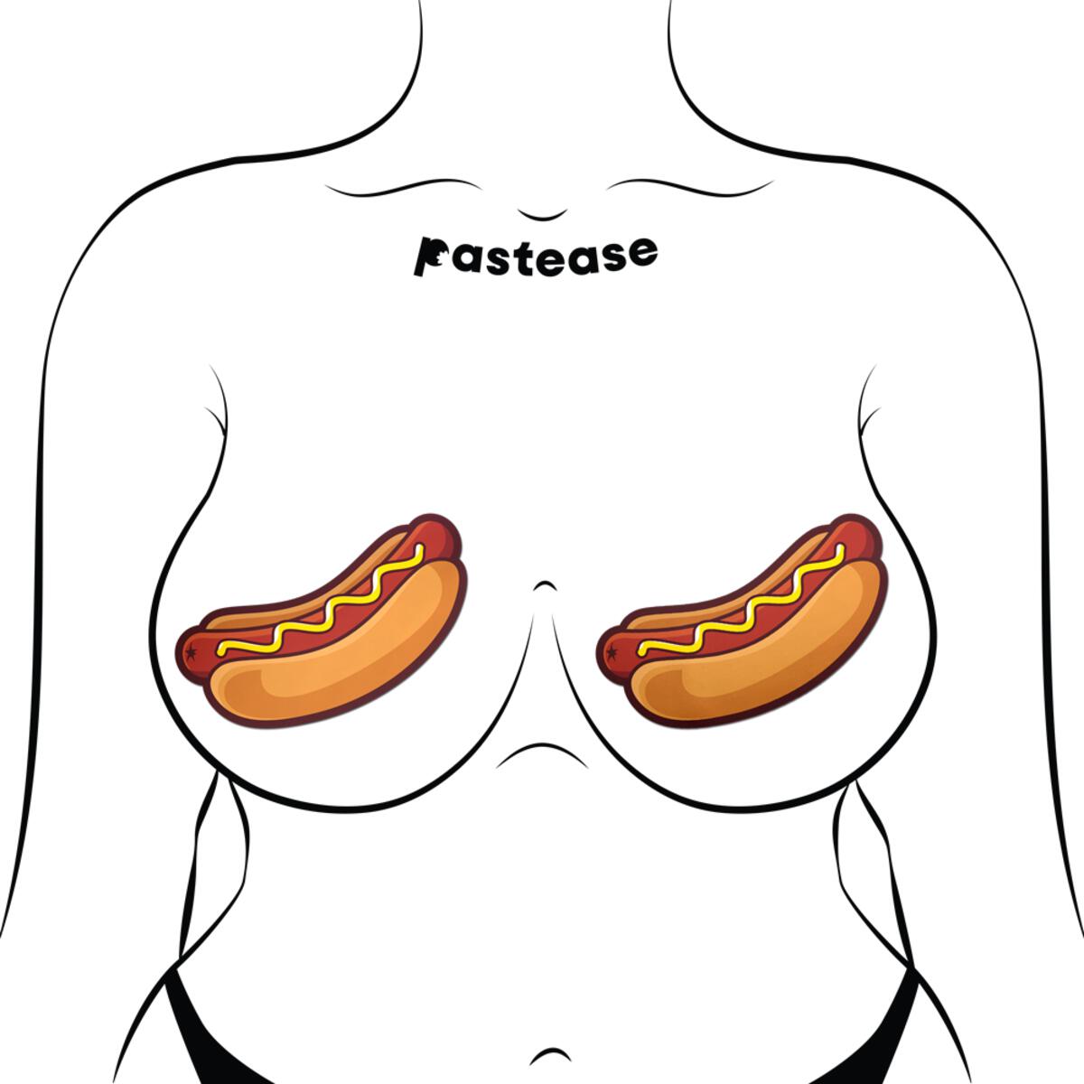 Hotdog Pasties Weiner with Mustard Nipple Covers