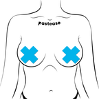 Plus X: Glow-in-the-Dark Neon Cross Pasties - Turquoise