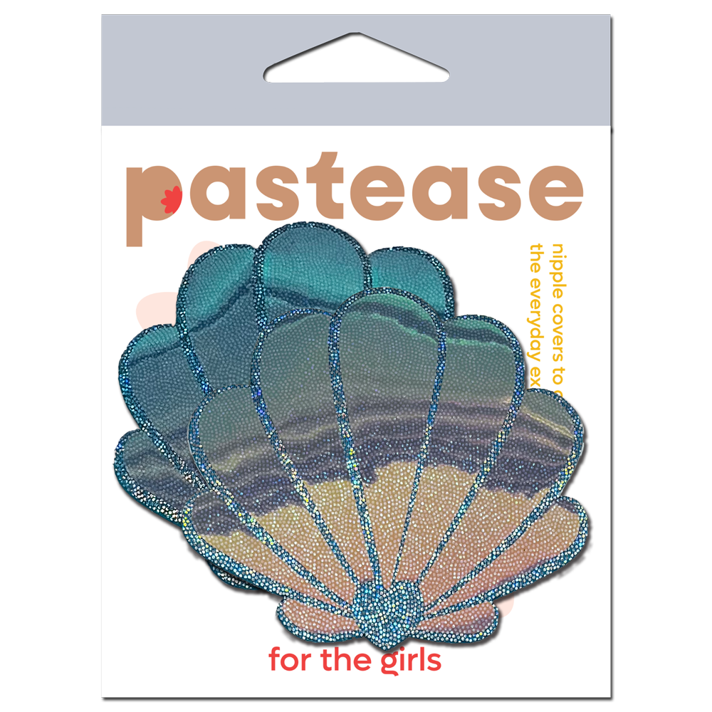 Mermaid Shells Pasties - Opalescent Seafoam Blue Seashell