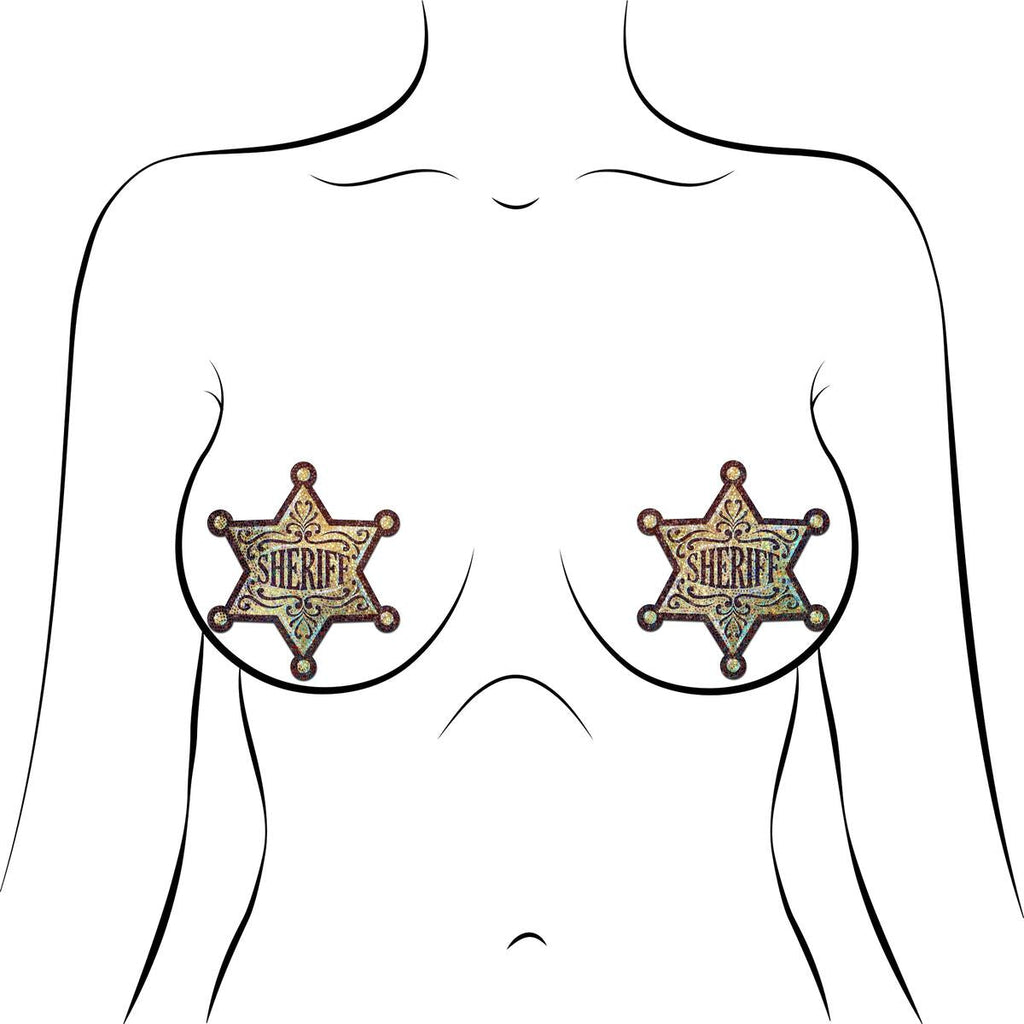 Sheriff Star: Glittering Golden Sheriff's Badge Pasties