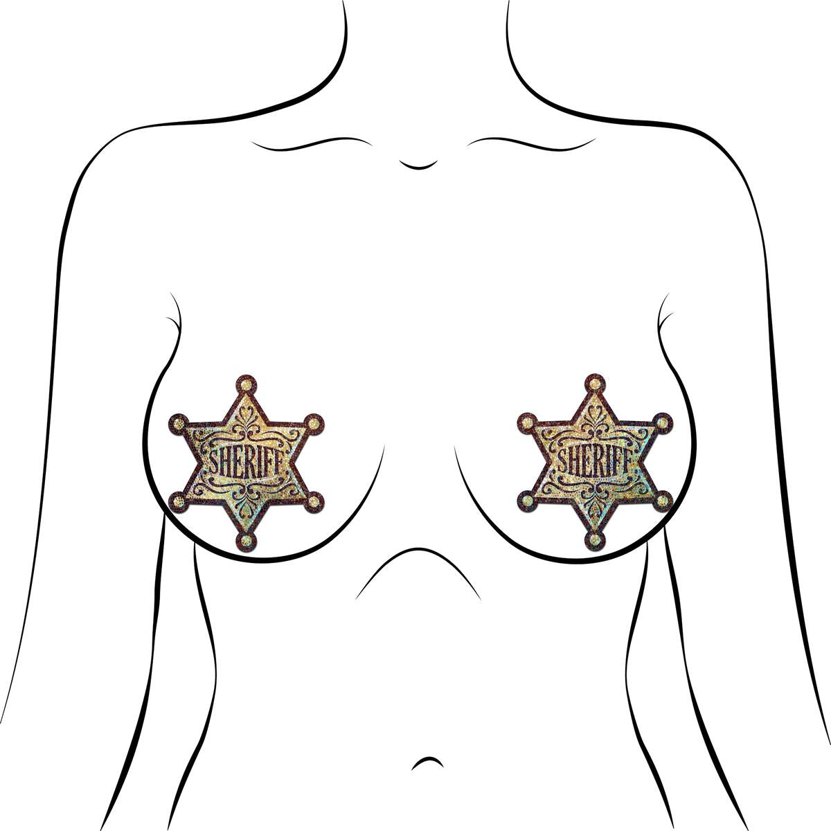 Sheriff Star: Glittering Golden Sheriff's Badge Pasties