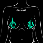 Middle Finger Skeleton Hand Pasties Glow in the Dark White & Black Boney Hand