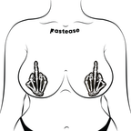 Middle Finger Skeleton Hand Pasties Glow in the Dark White & Black Boney Hand