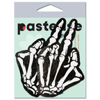 Middle Finger Skeleton Hand Pasties Glow in the Dark White & Black Boney Hand