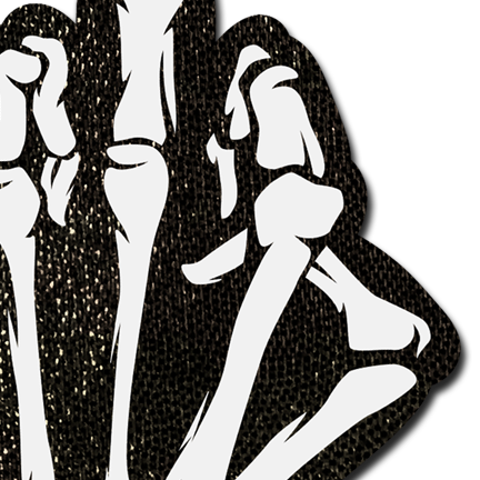 Middle Finger Skeleton Hand Pasties Glow in the Dark White & Black Boney Hand