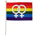 Rainbow Double Venus StickFlag 12" X 18*