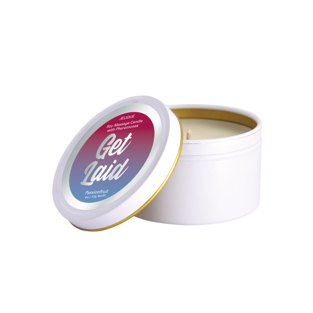 Jelique Mood Candles Get Laid - Pheromone Massage Candle Passion Fruit 4Oz | 113G