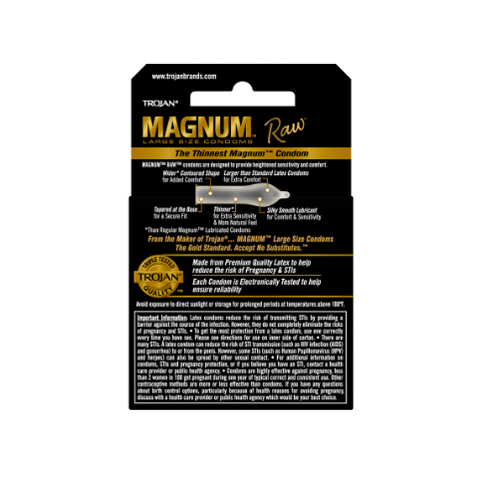 Trojan Magnum Raw Condoms - 3pk
