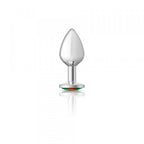Silver Metal Plug - Round-Rainbow-Med