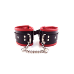 Leather Padded Ankle Cuffs Black/Red