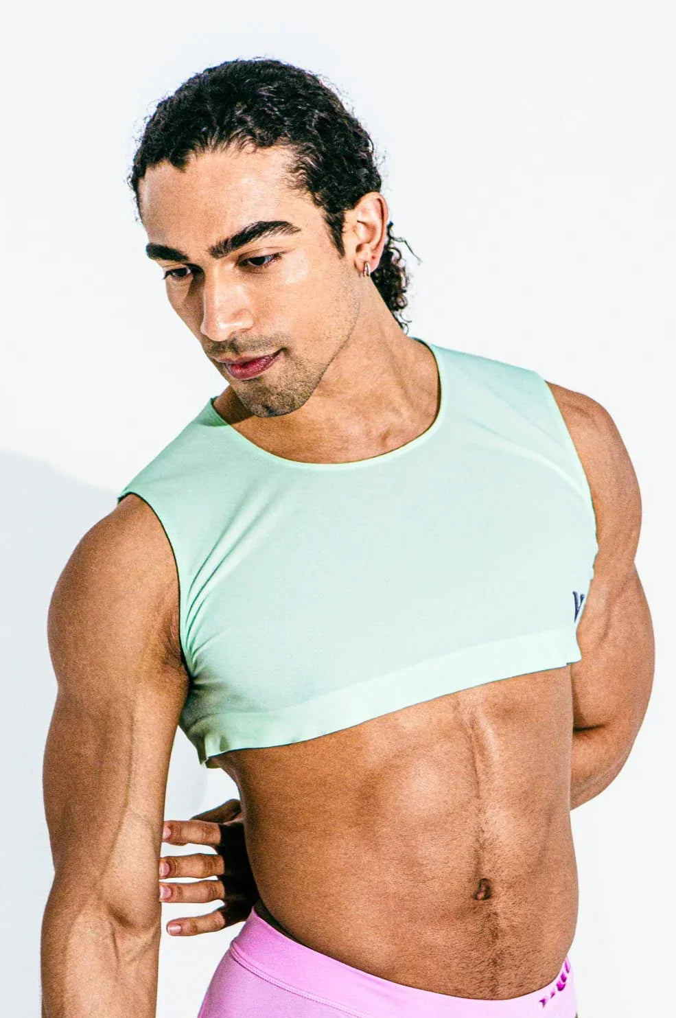 Unisex Large - Mini Crop Top Sheer - Mint