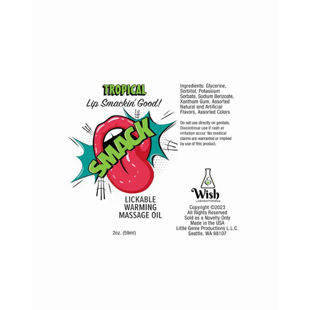 SMACK Warming Lickable Massage Oil - Tropical - 3ml Pouch (Display of 36)