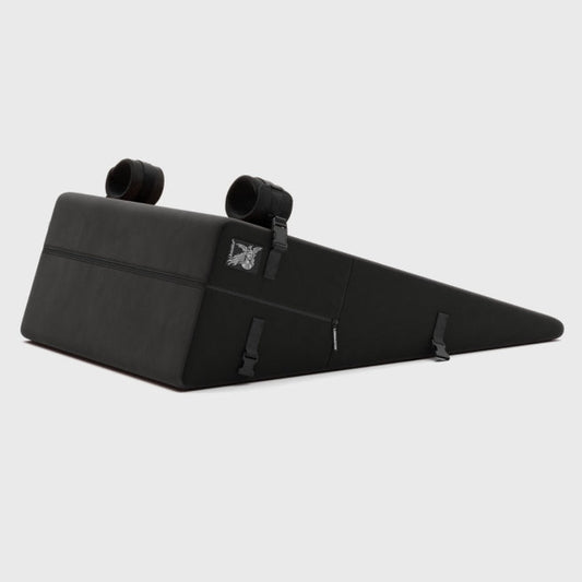 Liberator Black Label Ramp Sex Positioning Pillow with Cuffs Decor – Velvet Black