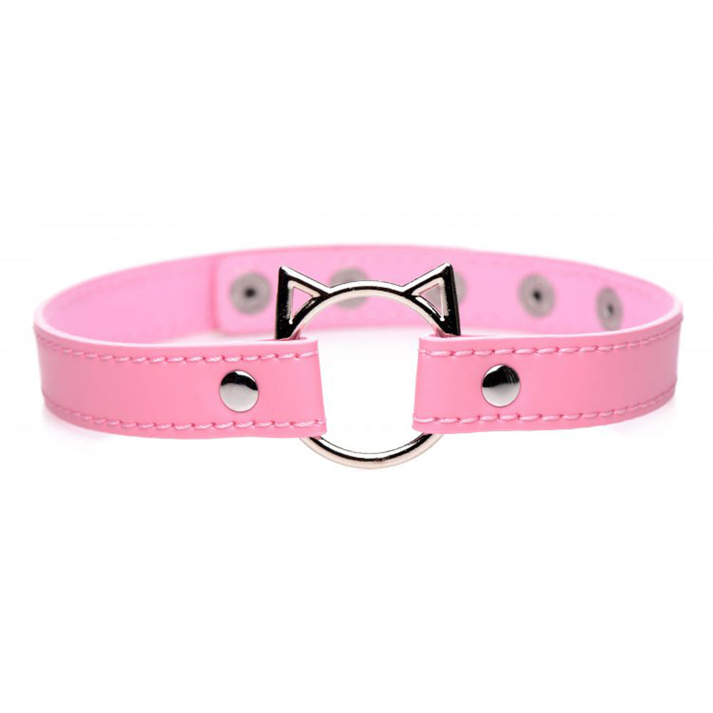 Kinky Kitty Ring Slim Choker - Pink
