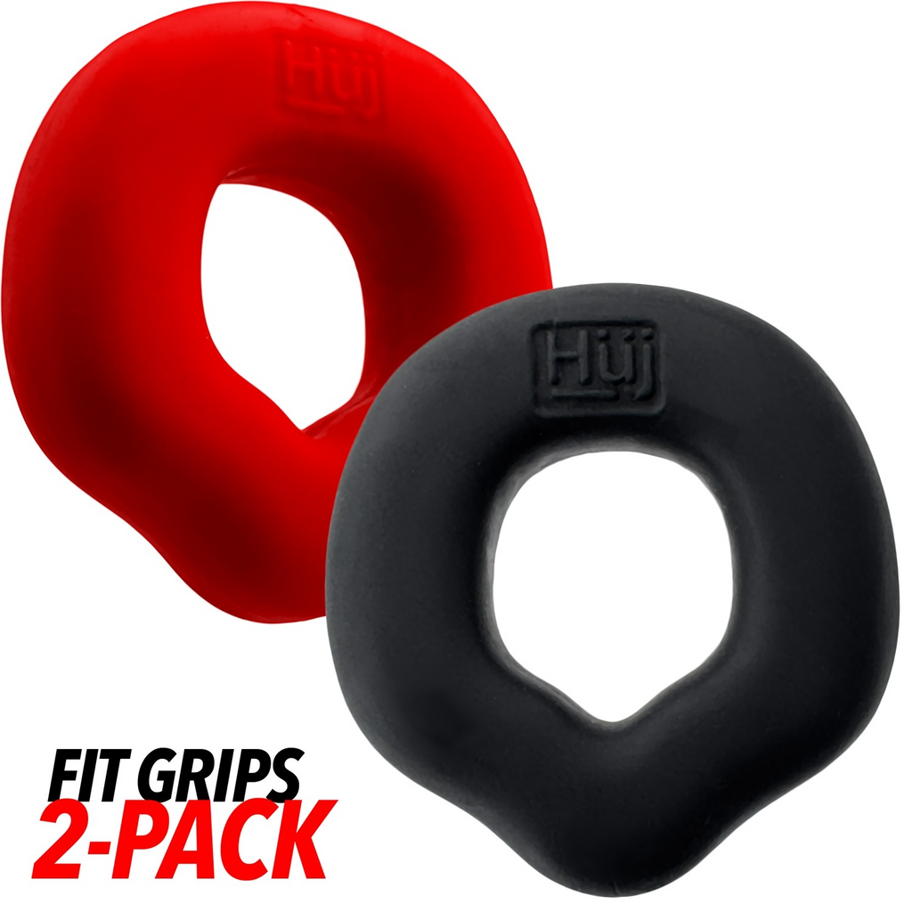 FIT GRIPS 2-pack ergo-fit cockrings BLACK/RED