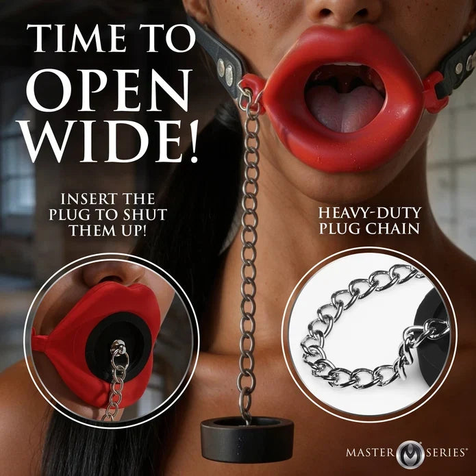 Plugged Silicone Feeding Gag - Red