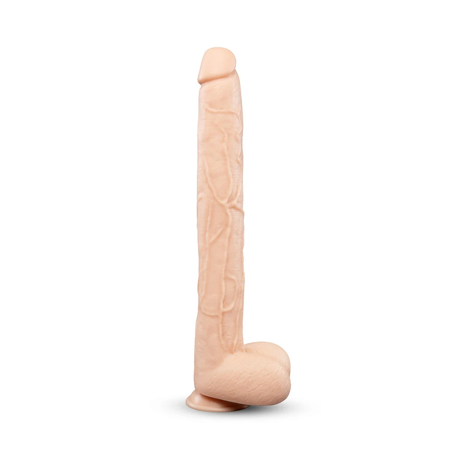 b-Vibe Bone Deep-Insert Dildo with Realistic Balls and Suction Cup - 17"