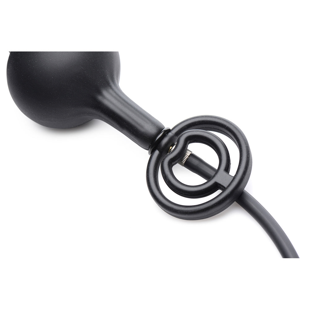 Devils Rattle Inflatable Silicone Anal Plug with Cock and Ball Ring