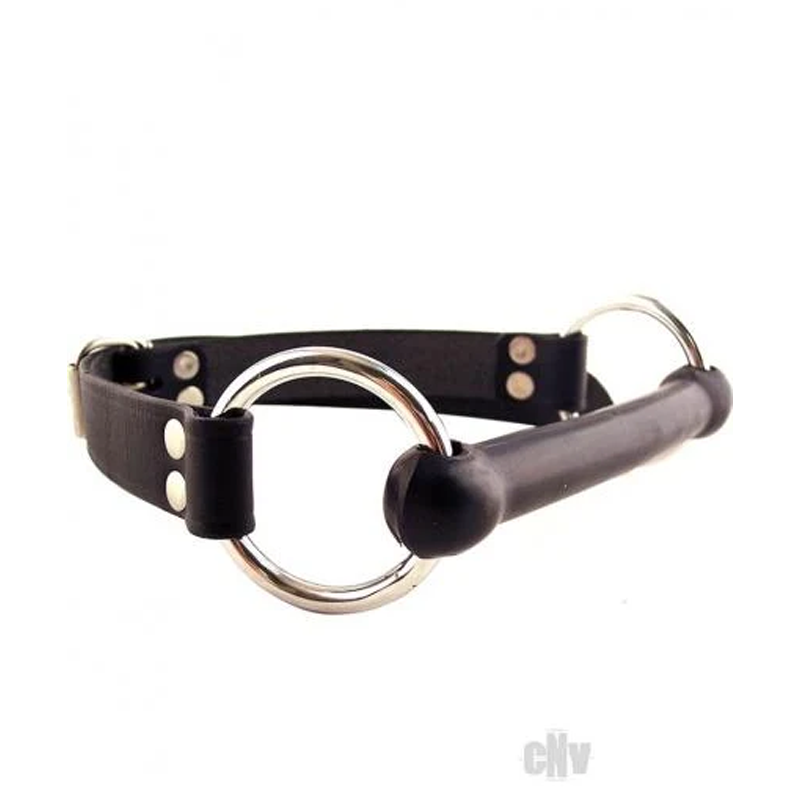 Leather Rubber O-Ring Rod Gag Black