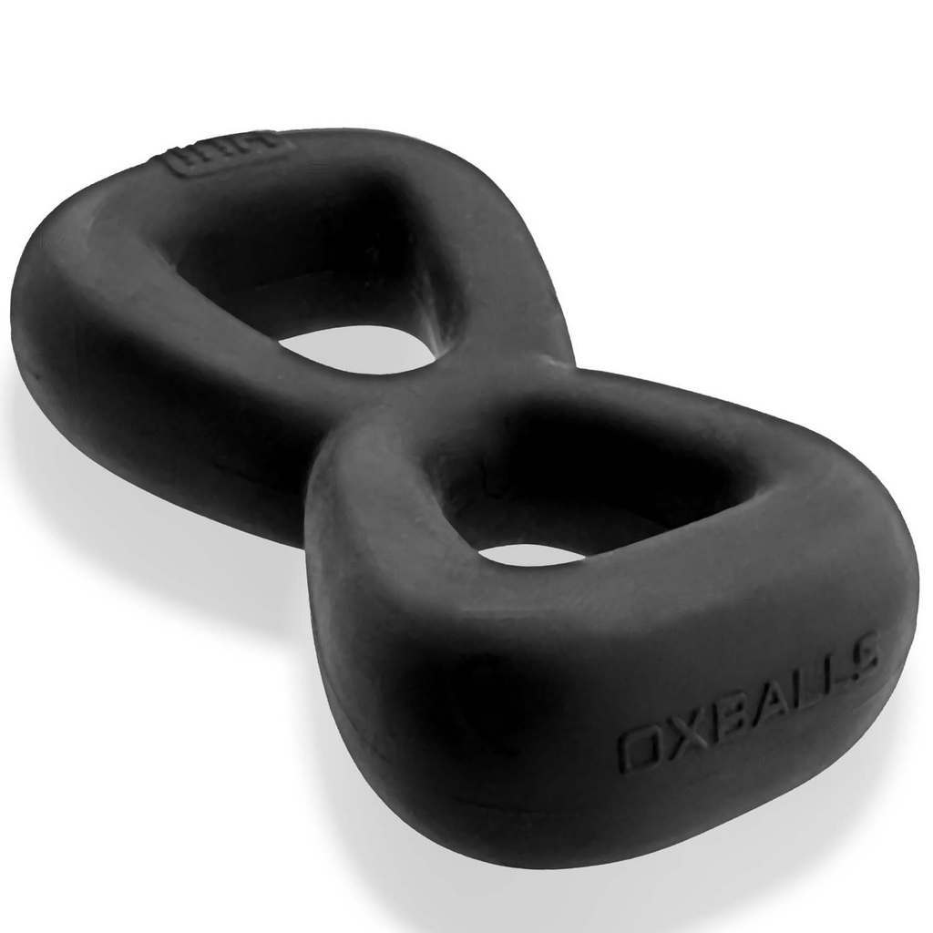 BOOMERANG double-ring cockring & nut-tugger BLACK FOG