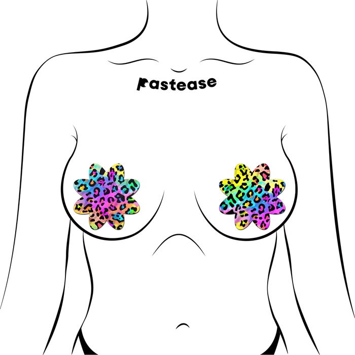 Rainbow Cheetah Leopard Print Petal Breast Pasties